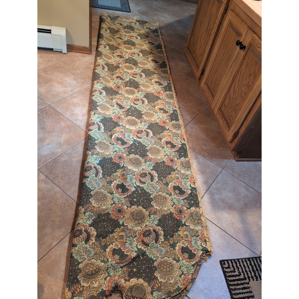 Vintage Retro Fabric Floral Tapestry 52" x 110"  1980's Made in USA